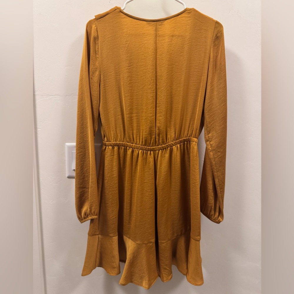 Express Mustard Ruffle Mini Dress - Picture 3 of 3